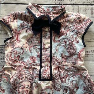 Janie and Jack Carriage House Paisley Bow Dress Size 2T 100% Cotton EUC